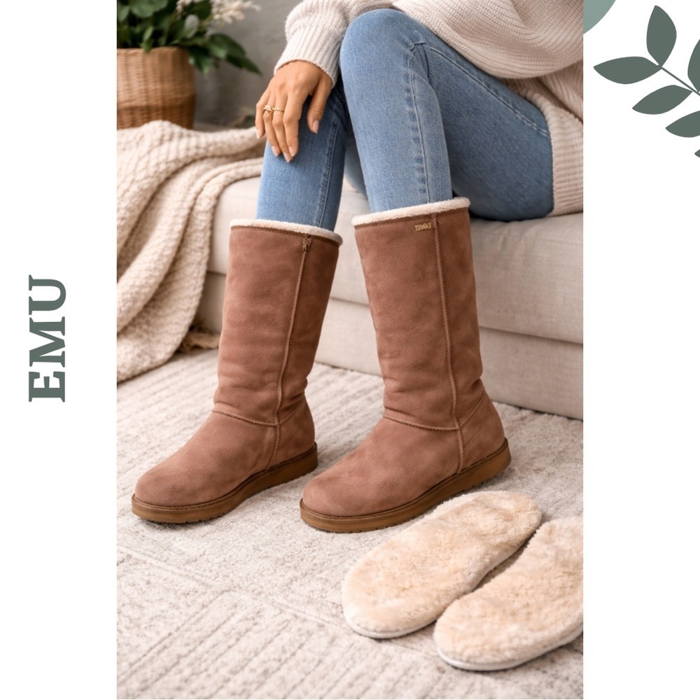 EMU Australia Tall Sheepskin Boots Brown Size 9 EU 40/41